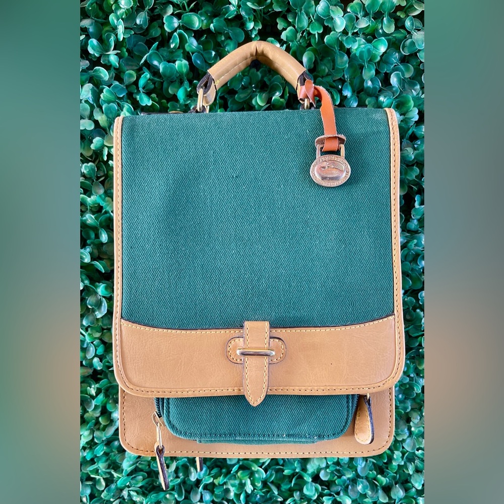 Vintage Leather Canvas Dooney & Bourke Multi Compartment Purse Handbag - Picture 1 of 13